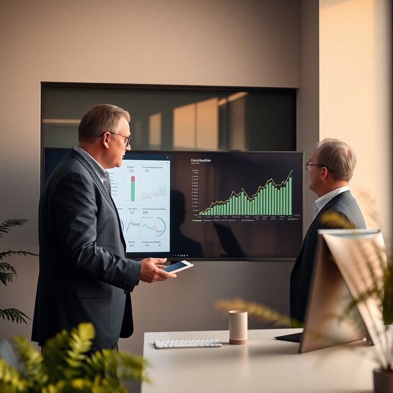 A senior consultant presenting findings on a large monitor in a modern Dunedin office